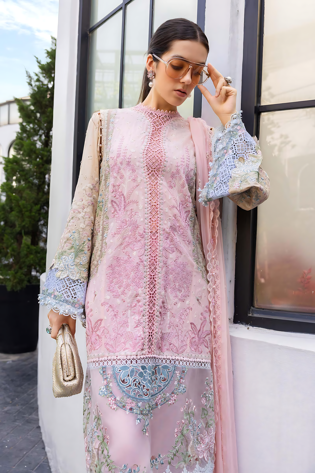 Pakistani Maria B Lawn Unstitched Three Piece - Light Pink