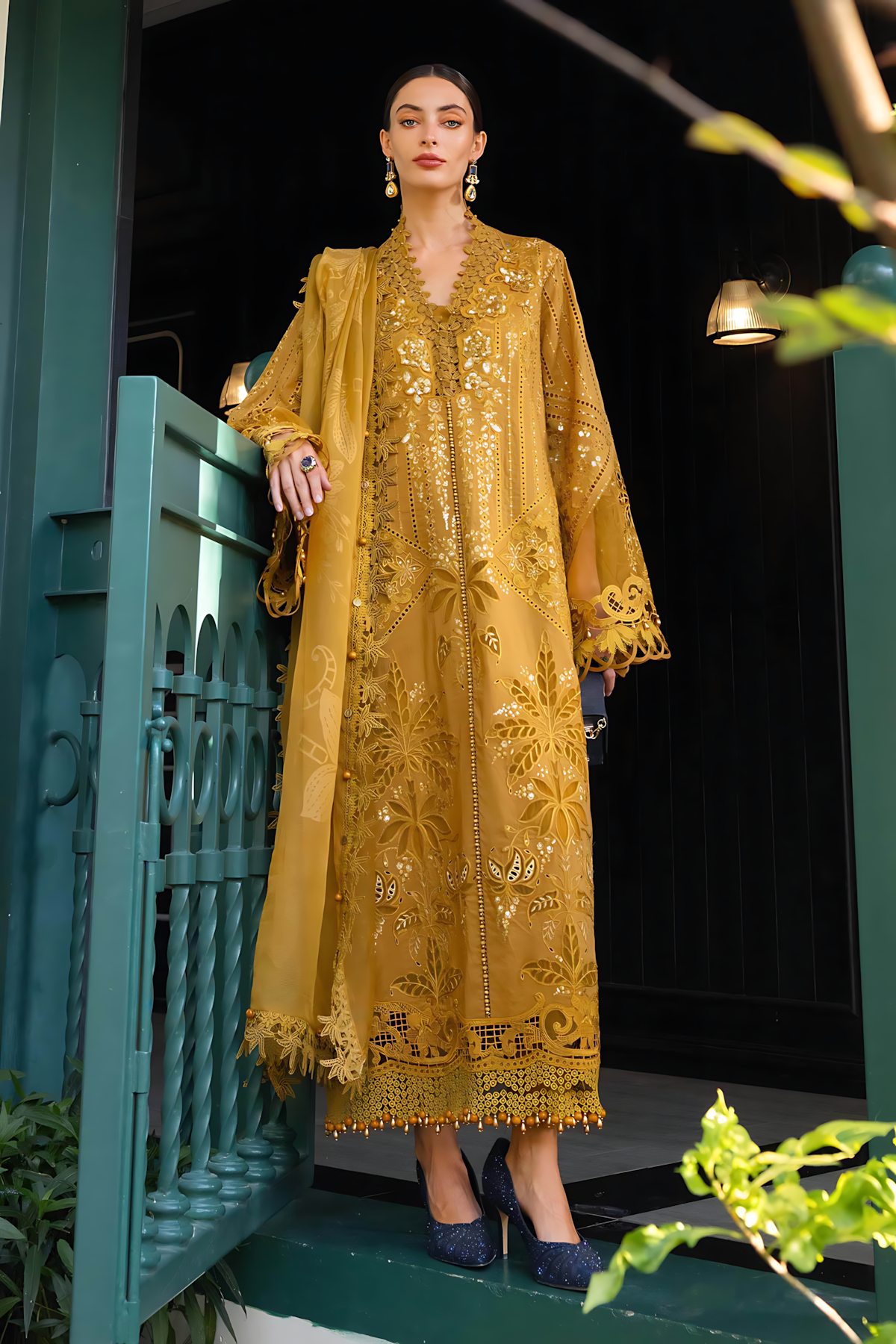 Pakistani Maria B Lawn Unstitched Three Piece - Mustard