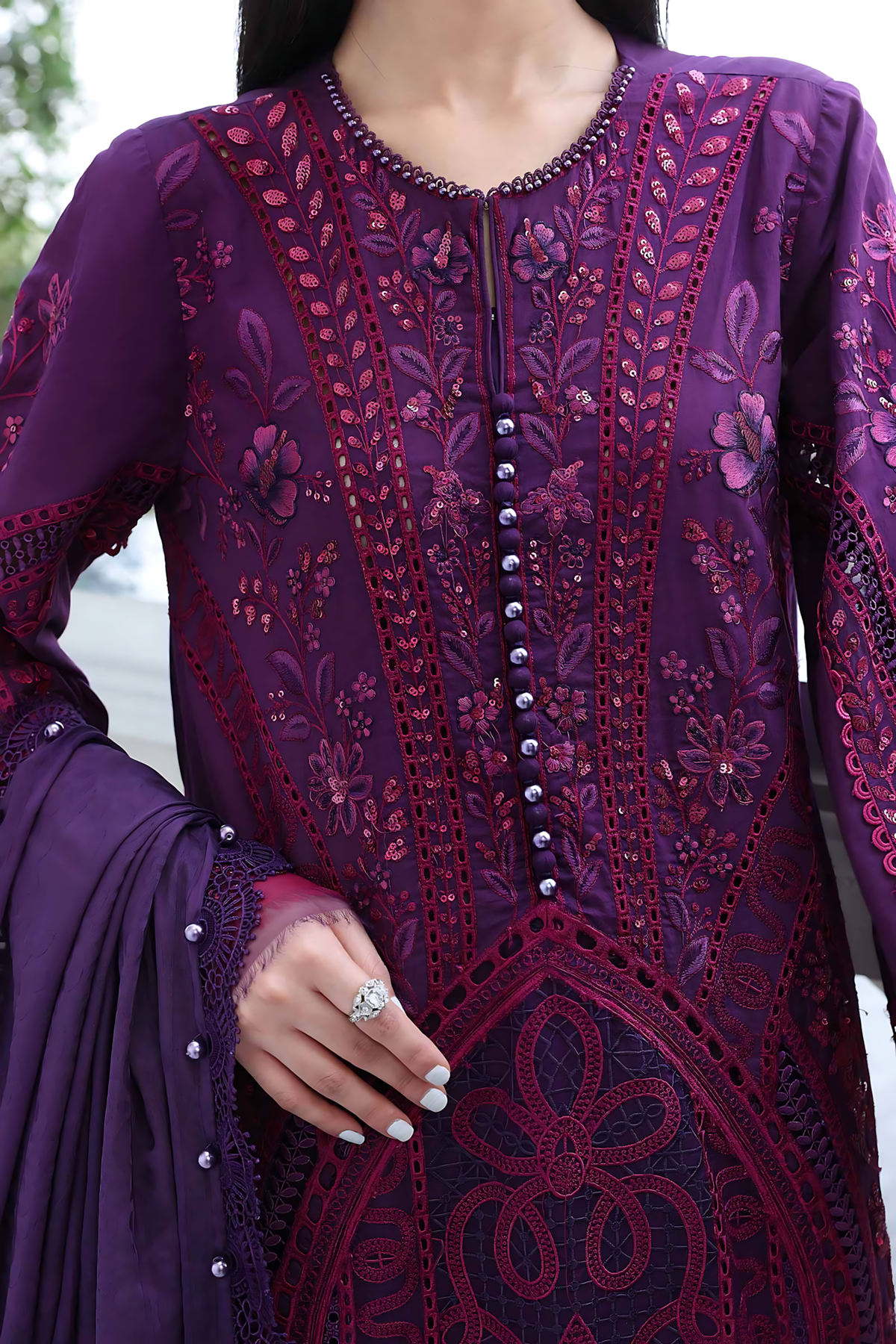 Pakistani Maria B Lawn Unstitched Three Piece - Plum Purple